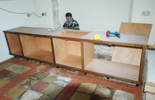 Barsham Church, Suffolk, kitchen construction