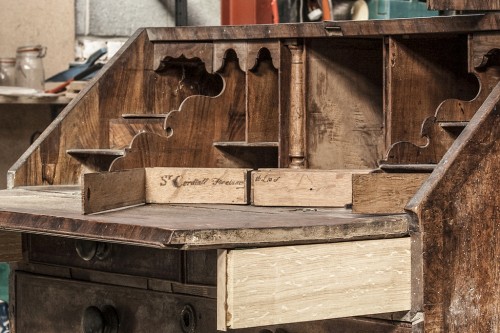 Walnut fall-front Bureau, Melford Hall