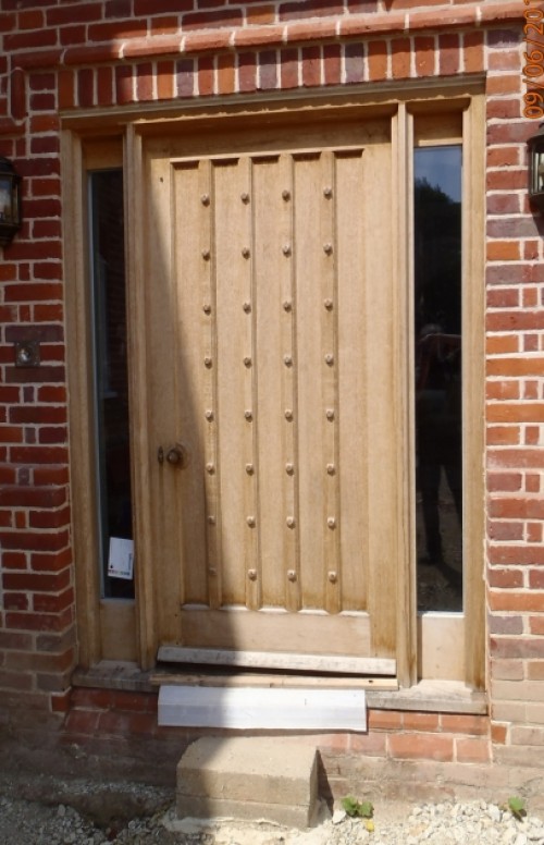 Oak door with side windows