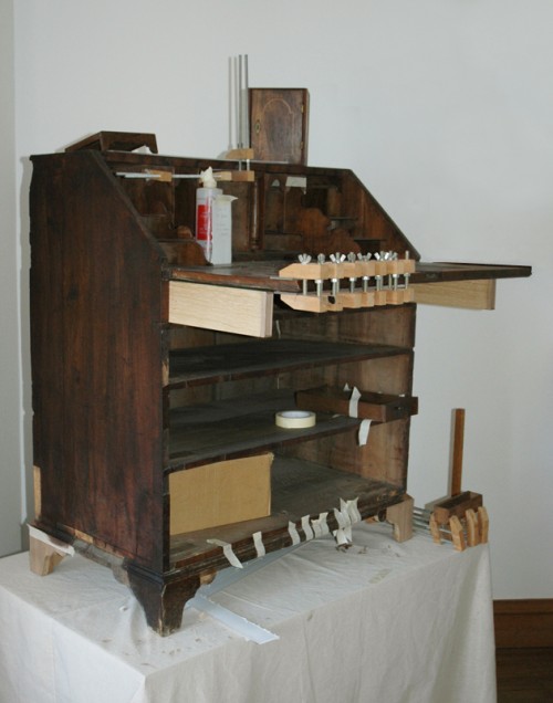 Walnut fall-front Bureau, Melford Hall